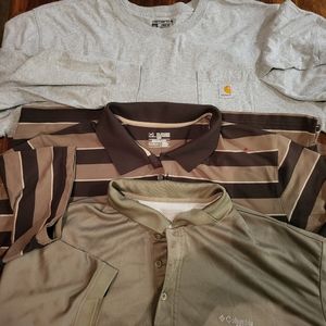 LOT OF THREE (3) MEN'S 3XL SHIRTS COLUMBIA, UNDER ARMOUR, CARHARTT GREAT COND